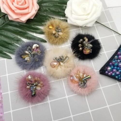 Imitation Mink Fur Crystal Patches Handmade Diy Patch Applique Hat Clothing Sewing Supplies Decorative Patches For Clothing