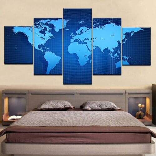 World Map Vintage Style 5 Panel/piece HD Print modern wall posters Canvas Art Painting For home living room decoration