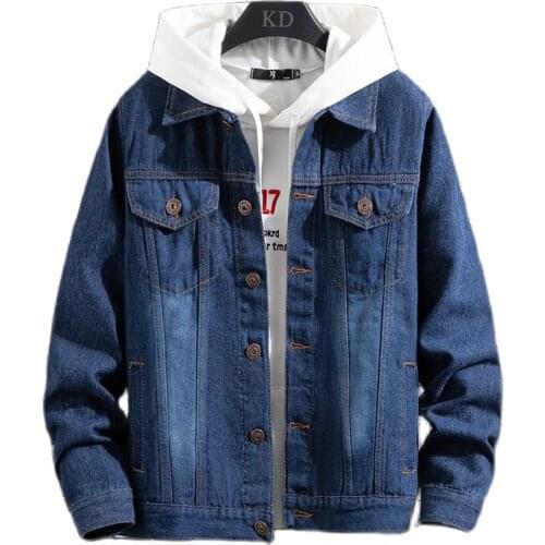 Blue Denim Pockets Jacket Spring Autumn Japanese Denim Jacket Male Korean Version Trend Student Wild Loose Overalls Coat