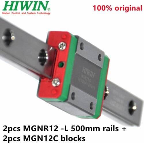 2pcs Taiwan Original HIWIN linear guide rail MGN12 -L 500mm + 2pcs MGN12C mini sliding blocks for CNC kit MGNR12