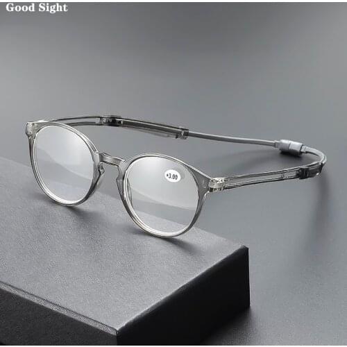 Good Sight High-End Ladies Magnetic Hanging Neck Reading Glasses Portable Prescription Glasses Leg Mens Diopter Eyewear +3.5+4