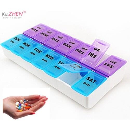 Medical Box Case Weekly 7 Day Pill Box With Clip Lids Medicine Organizer Tablet Storage Dispenser Container Storage
