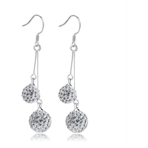 KOFSAC Fashion Ball Female Earrings Jewelry With Full Stones 925 Sterling Silver Earrings For Women Wedding Party