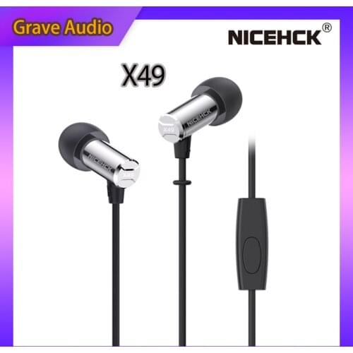 NiceHCK X49 Single BA Balanced Armature Driver Mini Earbud HIFI Metal In Ear Monitor Sleep Game DJ Music Wired Mic Earphone IEM