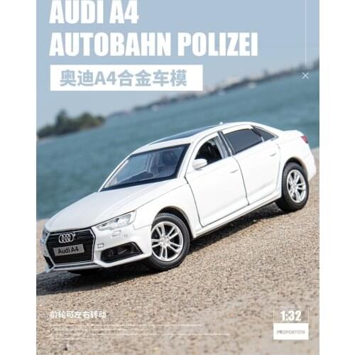 New 1:32 Audi A4 Alloy Toy Car Model Die-Casting Metal Simulation Car Six-Door Steering Shock Absorber Sound And Light Boy Gift
