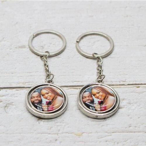 DIY Personalized Double-sided Custom Keychain Round Rotating Key Ring Car Small Gift Metal Key Chain Pendant Gifts For Others