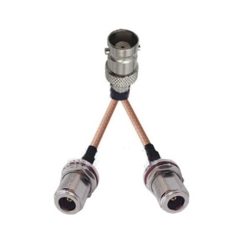 BNC Female to 2 N Female bulkhead Connector RF Pigtail Y Extension Jumper Cable RG316