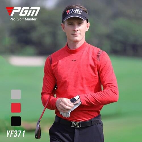 PGM 2021 Autumn Winter Golf Bottoming Shirt Mens Long-Sleeved High-Neck T-Shirt Sports Wear Men Quick-Drying Elastic Clothing