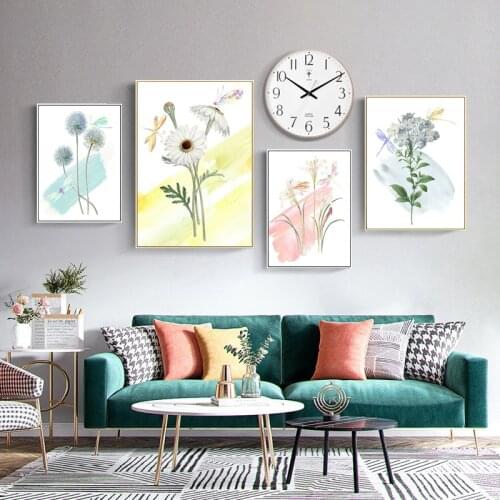 Hand-painted Prints of Pastoral Flowers Wall Art Canvas Poster Print Minimalist Painting Wall Picture Modern Home Room Decor