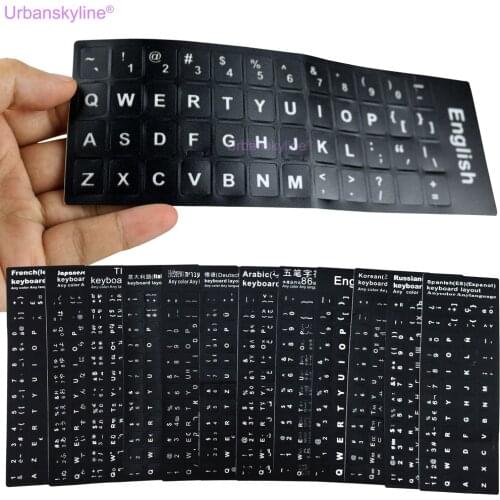 Russian Keyboard Sticker for Laptop Letter Notebook Computer Decal Skin Desktop PC Key Cap Black English Spanish French German