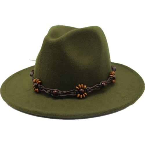 Seioum Wool Women Men Fedora Hat For Gentleman Elegant Lady Winter Autumn Wide Brim Jazz Church Godfather Hats Size 56-58CM