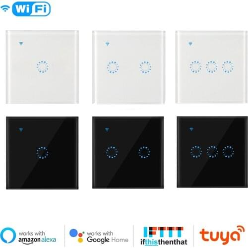 Tuya Smart Wifi Touch Light Switch Work With No Neutral Wire Required Wall Switches 1/2/3 Gang Compatible With Alexa Google Home