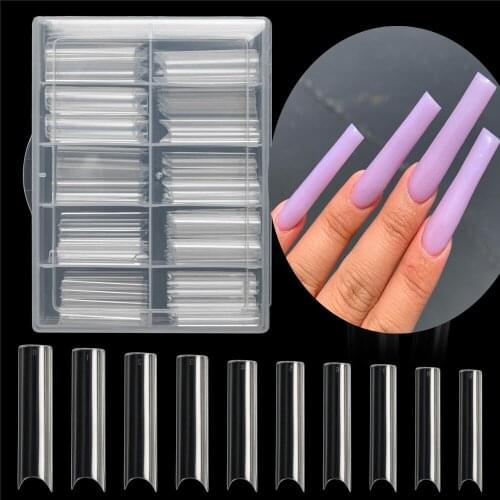 400Pcs/Box XL Extra Long Square Fake Nails Tips C Curved Straight Nails Artificial Acrylic False Nails Essential for nail salon