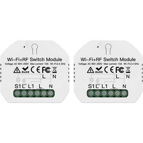 2Pcs Intelligent Tuya Switch Relay Module App Control, 1 Way Dual Control Wifi Switch Works with Alexa Home
