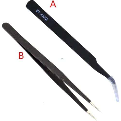 Carbon Steel High Precision Black Handicraft Clamp Plier Curved Tweezer DIY Nipper ESD-15/ESD-14