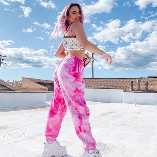 Wanghongyue Spring And Autumn 2020 New Womens Trousers Tie Dye Printing Fashion Casual Pants Loose Multi Color High Waist Pants