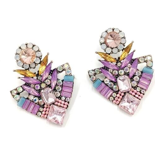 YaYi Jewelry Fashion Bohemia Pink Glass Crystal Rhinestone Dangle Women Hook Eardrop Wear Ear Band Long Tassel Earrings Gift