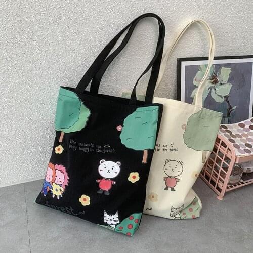 Women Shoulder Bags Handbags Korea Ulzzang Cartoon Casual Vintage Large-capacity Fashion Harajuku Cute Canvas Bag Shopping Bag