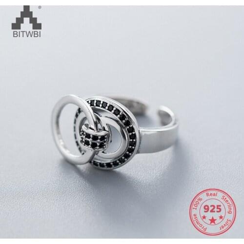 Korea Hot Style S925 Sterling Silver Simple Retro Vintage Round Open Ring Jewelry for Women