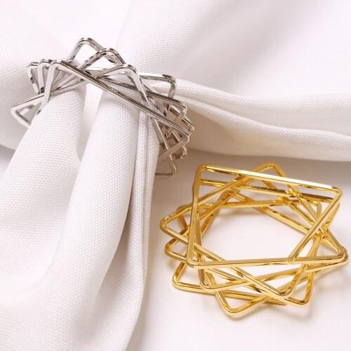 1PCs Polygon Star Design Napkin Rings Fashion Tasteful Decorative Star Napkin Buckles Napkin Rings For Home Party Tissue Ring