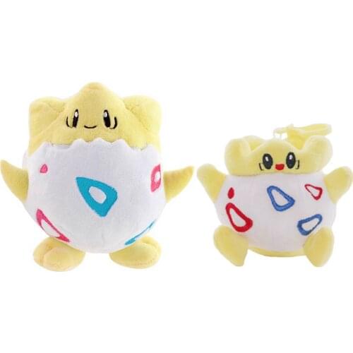 10-15cm Pokemon Anime Togepi Cute Cartoon Animals Pet Happy Eggs with Hook Keychain Plush Peluche Soft Stuffed Toys Kids Gift