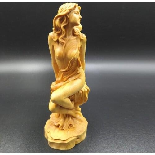 15X8X7 CM boxwood Beauty girl beautiful woman Accessories home Car decoration Carving crafts