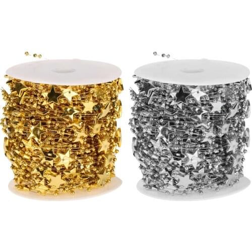 2 Roll 30m Star String Bead Garlands Chain Crafts Strands for Curtain Festival Wedding Home Decoration