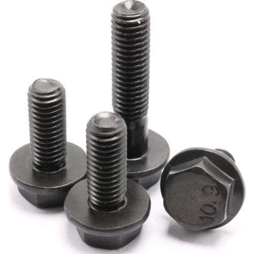 2pcs M16 carbon steel toothed hex flange head screws Hexagon machine screw lamp fitting bolts 30-80mm length