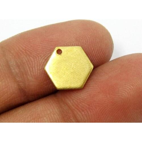 Brass pendant 10mm Brass hexagon earrings charms 1 hole -20pcs R504