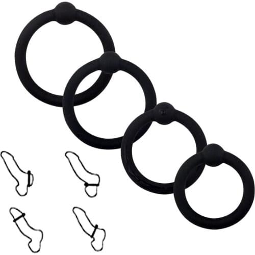 4pcs/Set Silicone Soft Cock Rings Cbt BDSM Bondage Couple Sex Toys For Men Penis Ring Delay Ejaculation Adults Erotic Dick Ring