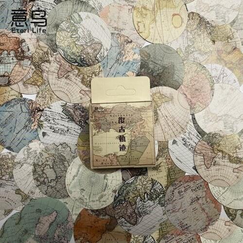 46 Pcs Magic Map Scrapbook Stickers Vintage Stickers Diy Decorative Map Stickers For Laptop Envelop Planner Diary