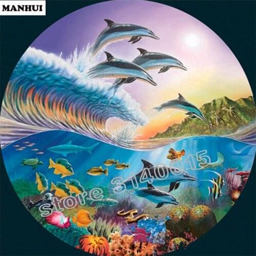 5D Diamond Embroidery dolphins DIY Diamond Painting 5D Cross Stitch Spuare Rhinestones Decor child gift ABC155