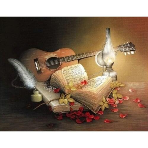 5D diy diamond mosaic Guitar Music Book set cross stitch dimond painting full square round diamond embroidery still life N746