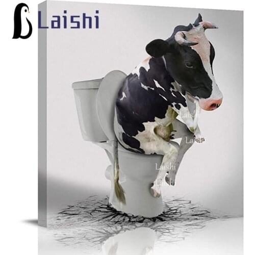 Diamond Painting Funny animals are sitting on the toilet, cows, pandas, white horses, etc.Diamond Embroidery,diamond Mosaic Sale