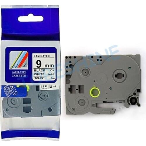 Free shipping 20PK brother p touch tz laminated tape TZ221 tze221 compatible tz label tape TZ 221 label tapes 3/8" 9MM tze 221