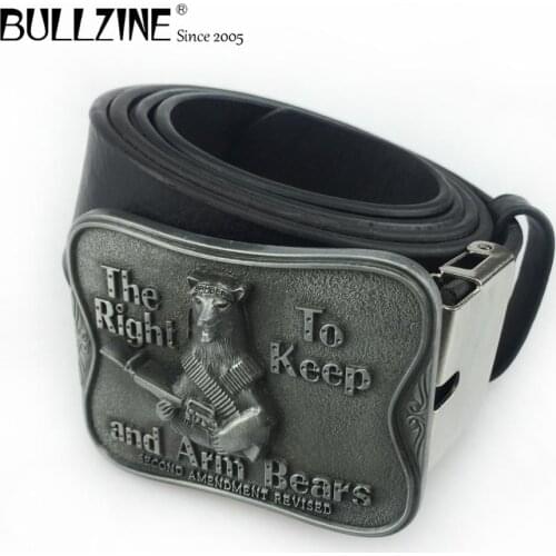 Bullzine zinc alloy western arm bear belt buckle cowboy belt buckle with PU belt with connecting clasp FP-03080 drop shipping