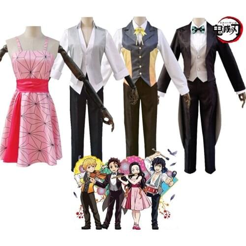 Demon Slayer Cosplay Kimetsu no Yaiba Kamado Tanjirou Kamado Nezuko Agatsuma Zenitsu Hashibira Inosuke Costumes Customzied