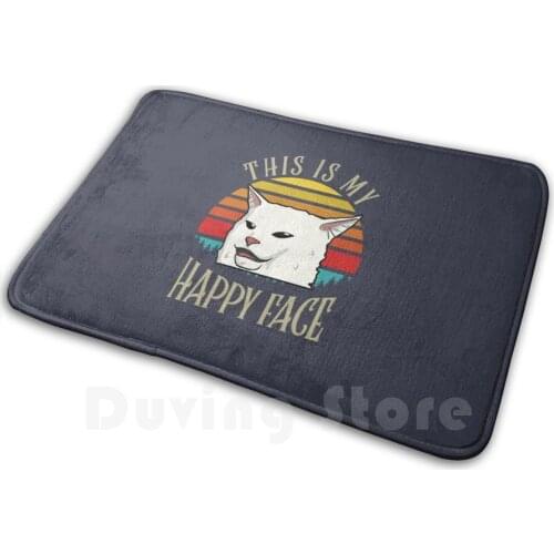 This Is My Happy Face Smudge The Cat Mat Rug Carpet Anti-Slip Floor Mats Bedroom Smudge The Cat Meme Smudge Cat Cat Meme Funny