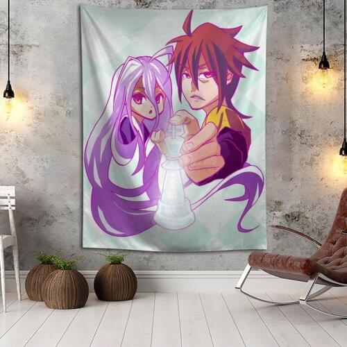 Hot Sale Custom No Game No Life Printed Tapestry Background Decorative Tapestry Various Sizes Wall Hanging Decor