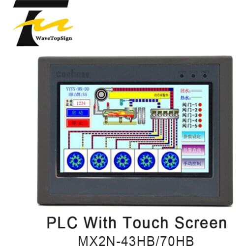 HMI PLC Integrated Controller 4.3Inch Touch Panel DC24V Transistor Output Digital I/O 12DI 12DO Analog 0-10V RS232 RS485
