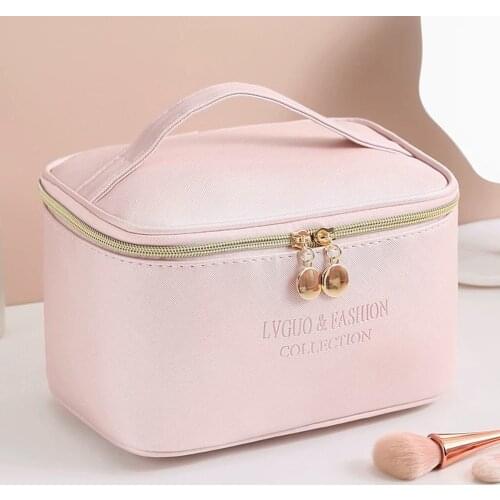 1 Pc Large Women Cosmetic Bag PU Leather Waterproof Zipper Make Up Bag Travel Washing Makeup Organizer Beauty Case