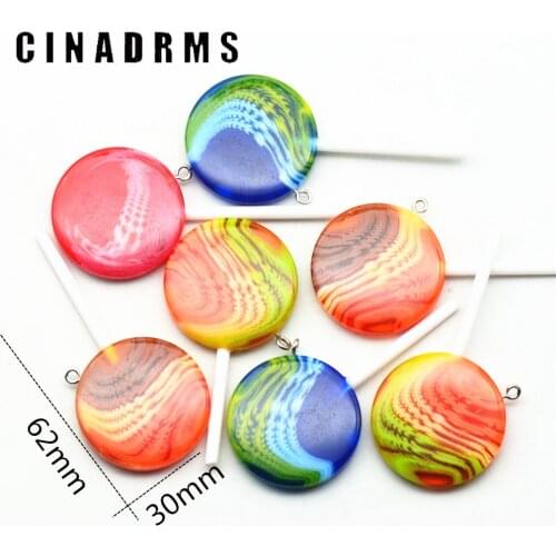 30mm Magic Pattern Resin Lollipops,Kawaii Lollipop Resin Cabochon Charms,lollipop Miniatures embellishment supplies
