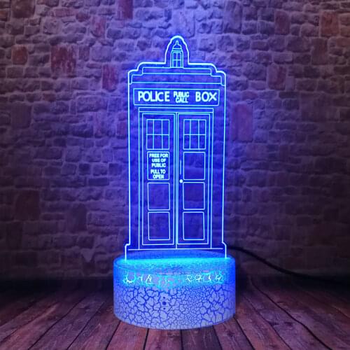 Tardis Flashing Model 3D Illusion LED Desk Nightlight Colorful Changing Light Doctor Who action & toy figures