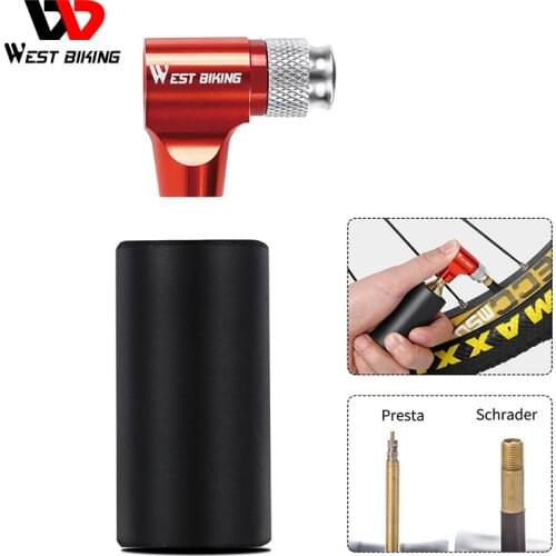 WEST BIKING Mini Bicycle Pump Portable CO2 Inflator Schrader Presta Adapter Bike Accessories Cycling Hand Pump NO CO2 Cartridge