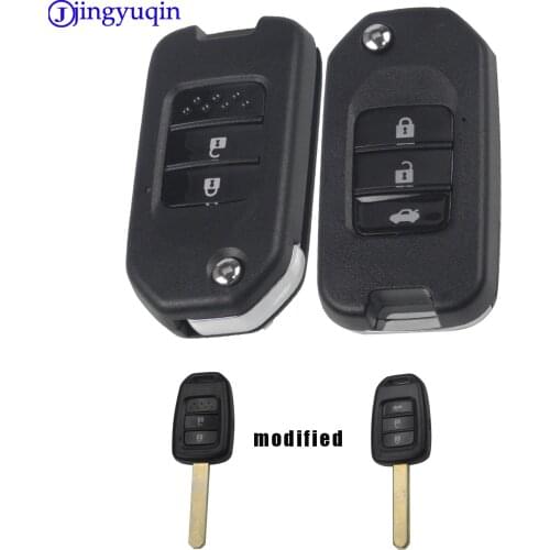 Jingyuqin Modified Flip Remote Key Shell Case 2/3Buttons For Honda GREIZ Civic City Fit Vezel XRV Odyssey Fob Auto Car Key Cover