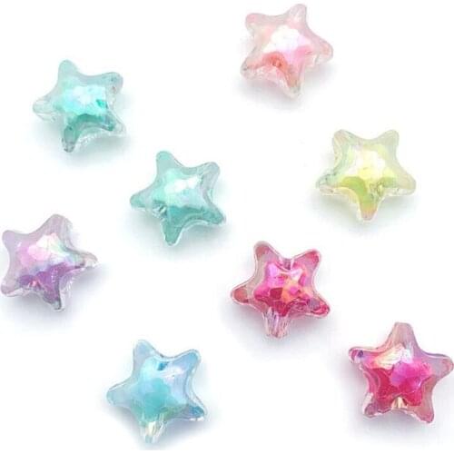 Fashion Mix Color Loose DIY Five Star Big Hole Acrylic Beads Shiny 11mm Accessorries Beads 100 Pieces y15777
