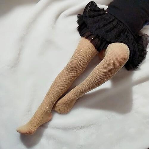 Fashion Girls Rhinestone Mesh Fishnet Net Pattern Pantyhose Tights Stockings for Children kids baby girl Summer New Hot Sale