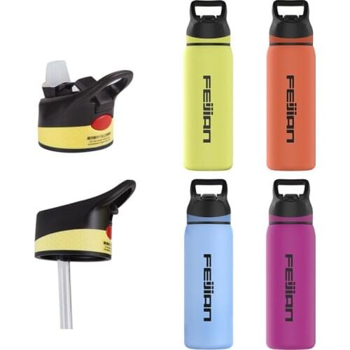 Cartoon fashion kettle metal stainless steel thermos straw cup 304 children student water bottle X-1112B