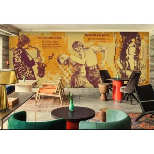 Custom mural 3d wall mural Hand drawn nostalgic characters background home decor photo wallpaper for living room