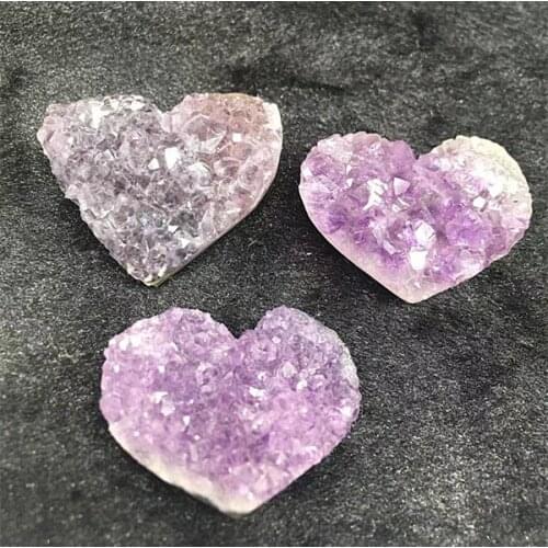 Natural Brazilian quartz crystal handmade amethyst heart mini decoration piece energy Reiki square tablet healing